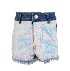 Lola + The Boys Sequin Denim Patch Shorts Girls