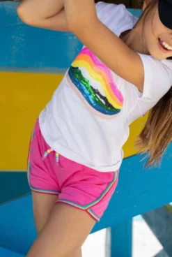 Lola + The Boys Towel Beaded Racer Shorts Girls