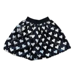 Lola + The Boys Black Sequin Hearts Skirt Girls