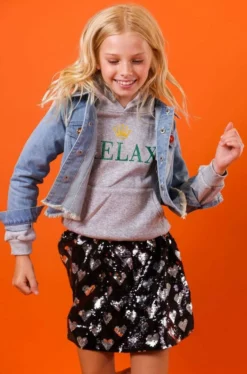 Lola + The Boys Black Sequin Hearts Skirt Girls