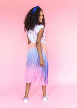 Lola + The Boys Sherbet Ombre Pleated Skirt