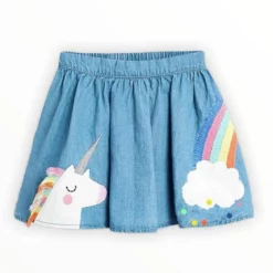Lola + The Boys Unicorn Denim Dream Skirt