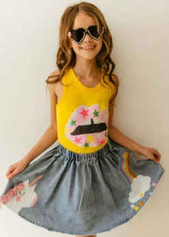 Lola + The Boys Unicorn Denim Dream Skirt