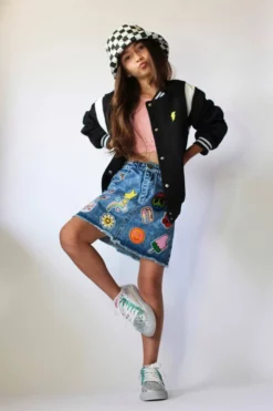 Lola + The Boys Girls All About The Patch Denim Skirt