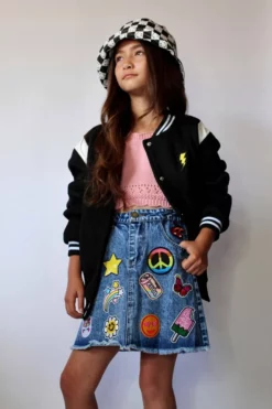 Lola + The Boys Girls All About The Patch Denim Skirt