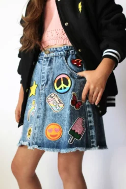 Lola + The Boys Girls All About The Patch Denim Skirt