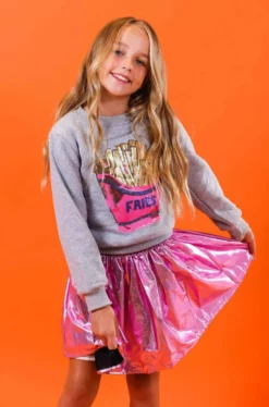 Lola + The Boys Magenta Rainbow Foil Skirt Girls