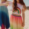 Lola + The Boys Ombre Pleated Rainbow Midi Skirt Girls