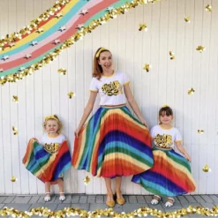Lola + The Boys Rainbow Twirl Midi Skirt