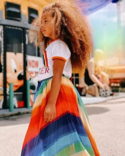 Lola + The Boys Rainbow Twirl Midi Skirt