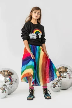 Lola + The Boys Rainbow Twirl Midi Skirt
