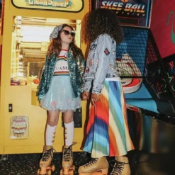 Lola + The Boys Rainbow Twirl Midi Skirt