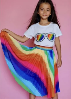 Lola + The Boys Rainbow Twirl Midi Skirt