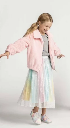 Lola + The Boys Girls Sparkly Rainbow Midi Skirt