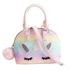 Lola + The Boys Rainbow Glitter Unicorn Pom Crossbody
