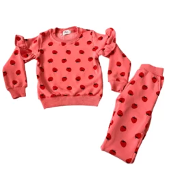 Lola + The Boys Strawberry Ruffle Joggers Set New Arrivals