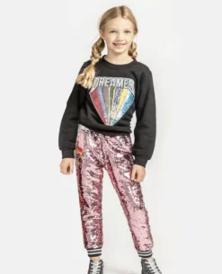 Lola + The Boys Beaded Dreamer Patch Sweatshirt Girls