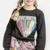 Lola + The Boys Beaded Dreamer Patch Sweatshirt Girls