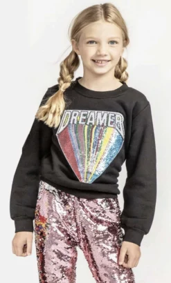 Lola + The Boys Beaded Dreamer Patch Sweatshirt Girls