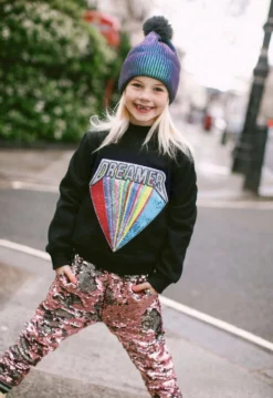 Lola + The Boys Beaded Dreamer Patch Sweatshirt Girls