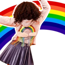 Lola + The Boys Crystal Rainbow Rain Hoodie