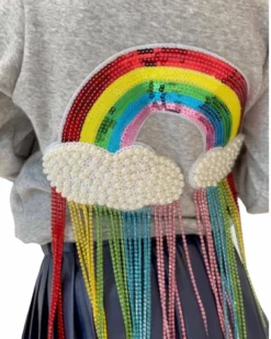 Lola + The Boys Crystal Rainbow Rain Hoodie