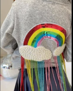 Lola + The Boys Crystal Rainbow Rain Hoodie