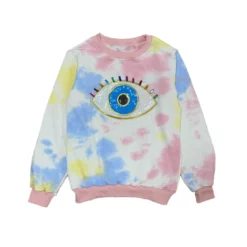 Lola + The Boys Evil Eye Tie Dye Sweatshirt Girls