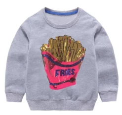 Lola + The Boys Girls French Fries Grey Sweatshirt