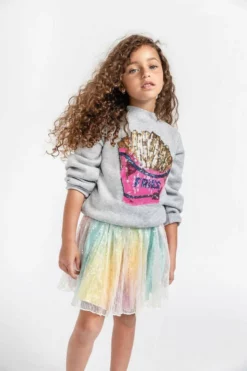 Lola + The Boys Girls French Fries Grey Sweatshirt 11 Lola + The Boys Girls French Fries Grey Sweatshirt