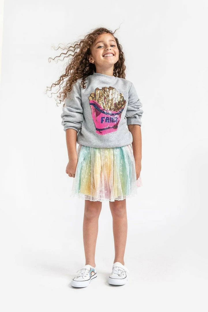 Lola + The Boys Girls French Fries Grey Sweatshirt 6 Lola + The Boys Girls French Fries Grey Sweatshirt