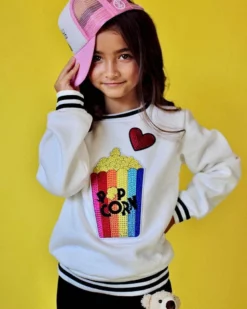 Lola + The Boys Girls I Love Popcorn Sweatshirt
