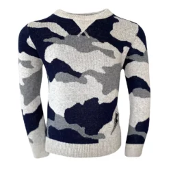 Lola + The Boys Grey Camo Flash Patch Sweater