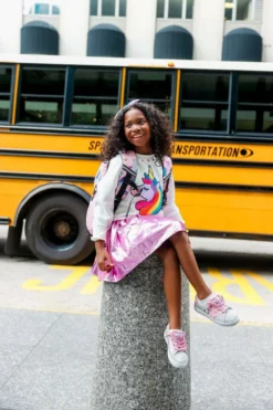 Lola + The Boys Happy Rainbow Unicorn Sweatshirt Girls