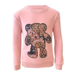 Lola + The Boys Pink Quilted Teddy Sweatshirt Girls