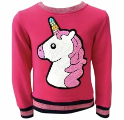 Lola + The Boys New Arrivals Rainbow Crystal Unicorn Sweatshirt