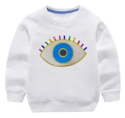 Lola + The Boys Girls Rainbow Evil Eye Sweatshirt