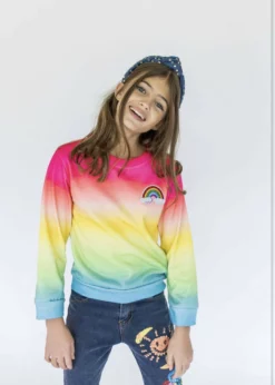 Lola + The Boys Rainbow Ombre Sweatshirt Girls