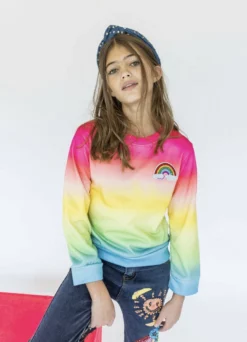 Lola + The Boys Rainbow Ombre Sweatshirt Girls