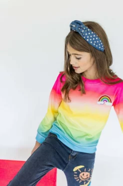 Lola + The Boys Rainbow Ombre Sweatshirt Girls