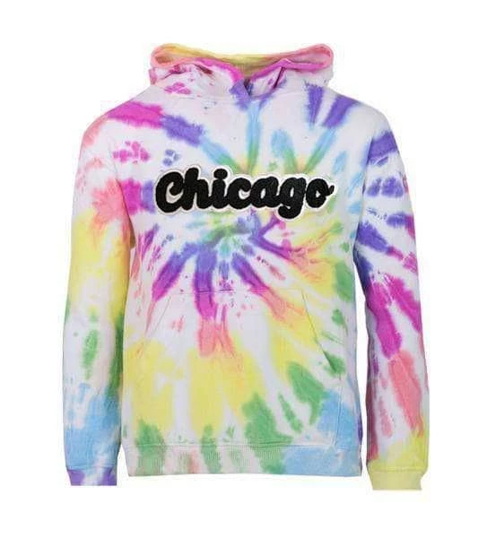 Lola + The Boys Rainbow Tie Dye Chicago Hoodie Girls 3 Lola + The Boys Rainbow Tie Dye Chicago Hoodie Girls