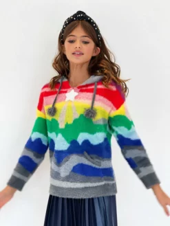 Lola + The Boys Shooting Star Rainbow Sweater