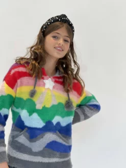 Lola + The Boys Shooting Star Rainbow Sweater