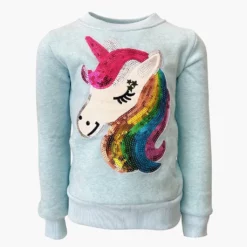 Lola & The Boys Sky Blue Rainbow Unicorn Sweatshirt