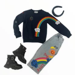 Lola + The Boys New Arrivals Smiley Cloud Rainbow Sweatshirt 15 Lola + The Boys New Arrivals Smiley Cloud Rainbow Sweatshirt