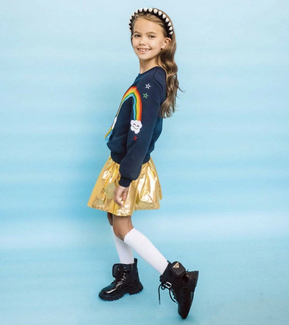 Lola + The Boys New Arrivals Smiley Cloud Rainbow Sweatshirt 9 Lola + The Boys New Arrivals Smiley Cloud Rainbow Sweatshirt