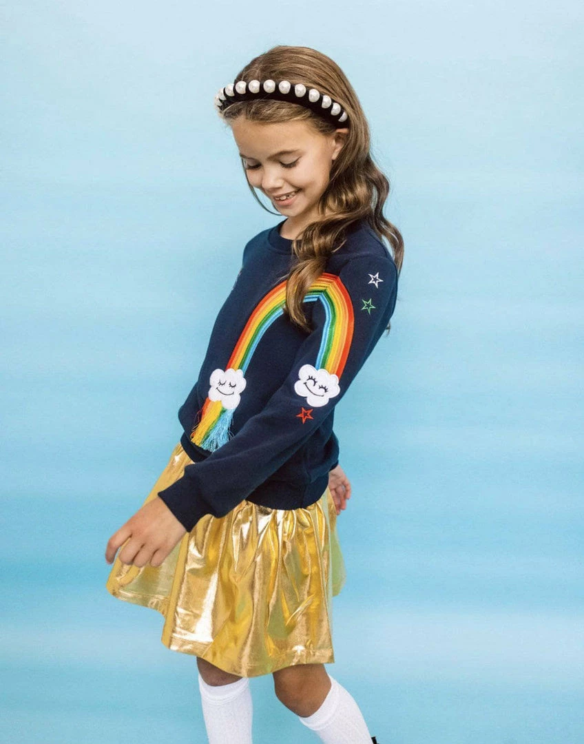 Lola + The Boys New Arrivals Smiley Cloud Rainbow Sweatshirt 6 Lola + The Boys New Arrivals Smiley Cloud Rainbow Sweatshirt