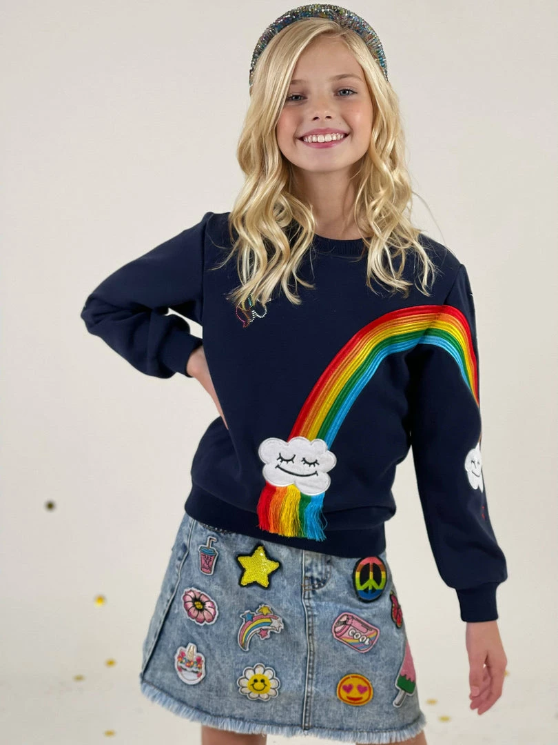 Lola + The Boys New Arrivals Smiley Cloud Rainbow Sweatshirt 3 Lola + The Boys New Arrivals Smiley Cloud Rainbow Sweatshirt