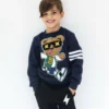 Lola + The Boys Teddy Athletic Patch Navy Sweatshirt