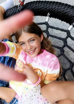 Lola + The Boys Tie Dye Smiley Sweater Girls